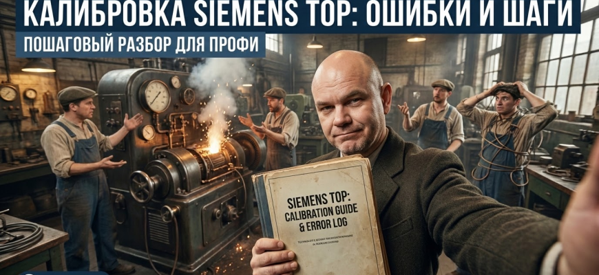 Процесс калибровки устройства Siemens Top с указанием шагов и ошибок.