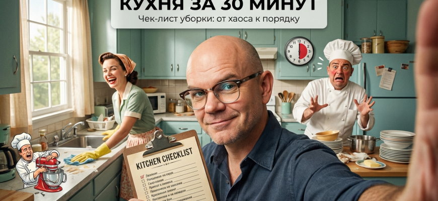 Организация на кухне, советы по наведению порядка за 30 минут, чистота и удобство.