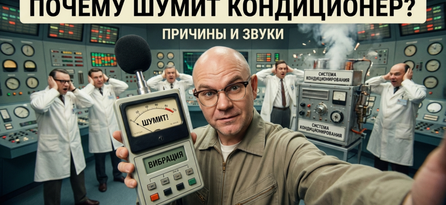 Кондиционер с шумами разных типов и их объяснения в статье.