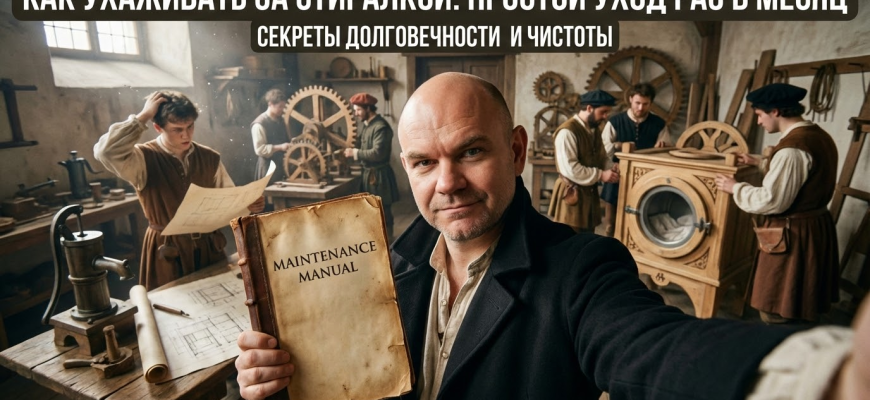 Чистая стиральная машина, готовая к работе, ухоженная с простым месячным уходом