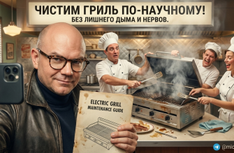 Электрогриль с чистящими средствами и щеткой для ухода за нагревательными пластинами.