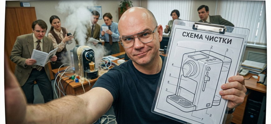 Капсульная кофемашина в процессе чистки и ухода за ней