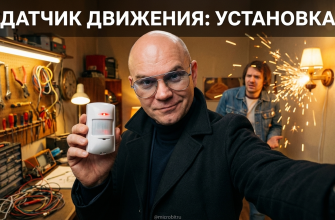 Установка датчика движения для освещения в помещении, изображение с описанием процесса.