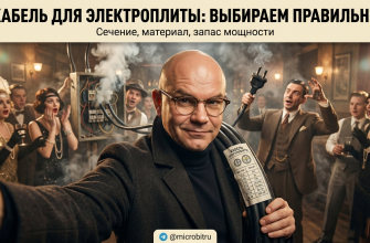 Кабель для электроплиты с указанием сечения и материала.