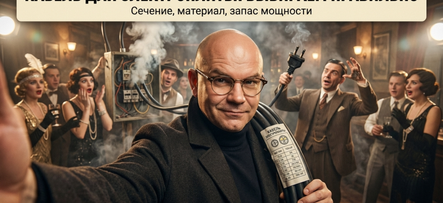Кабель для электроплиты с указанием сечения и материала.