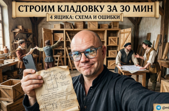 Схема организации кладовки с 4 коробками, шаги и советы по реализации.