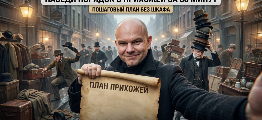 Прихожая без шкафа, организованная за 30 минут по пошаговому плану.