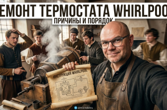 Процесс ремонта термостата в бытовом устройстве Whirlpool Absolute.