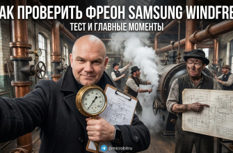 Тест фреона в кондиционере Samsung WindFree с инструментами для измерений
