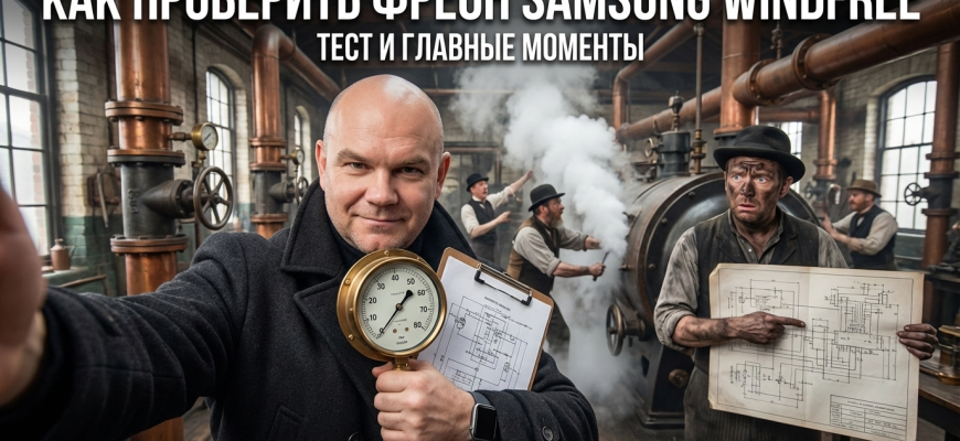 Тест фреона в кондиционере Samsung WindFree с инструментами для измерений