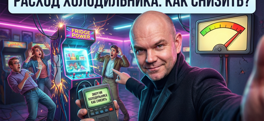 Изображение холодильника, показывающее потребление электроэнергии