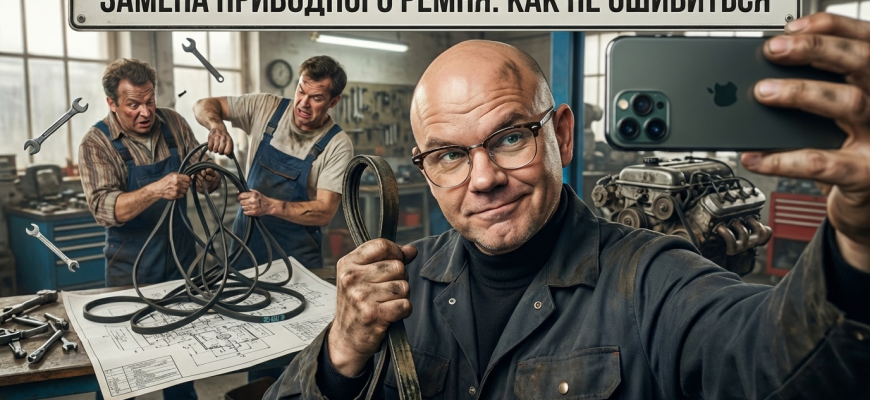 Снегоуборщик в процессе замены ремня привода и его натяжки